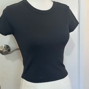 Nordstrom Black Ribbed Short Sleeve Top